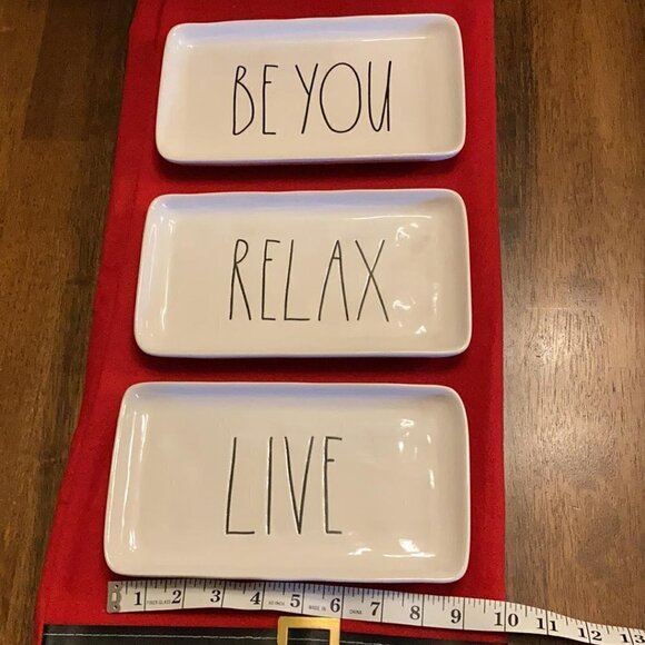 Rae Dunn "BE YOU, RELAX AND LIVE" Ceramic Trays - Picture 3 of 4